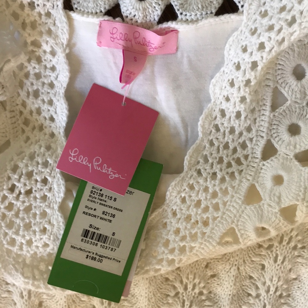 NWT Lilly Pulitzer Everly Sweater Dress Crochet Resort White Size Small - Picture 3 of 6